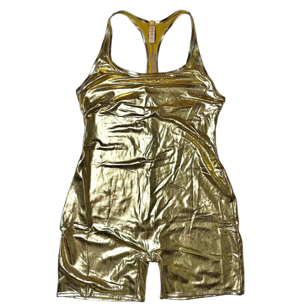 NWT Skims Rare Swim Racerback Romper Metallic Gold Women’s 4X